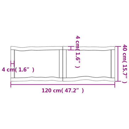 Table Top Light Brown 120x40x(2-4)cm Treated Solid Wood Live Edge