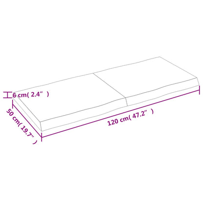 Table Top Light Brown 120x50x(2-6)cm Treated Solid Wood Live Edge