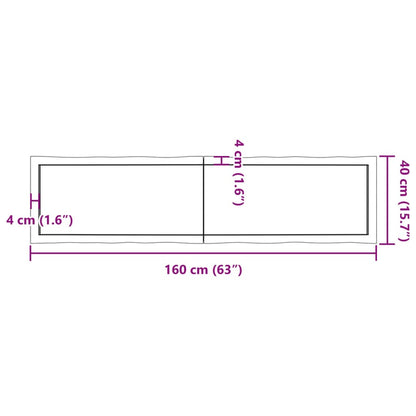 Table Top Light Brown 160x40x(2-6)cm Treated Solid Wood Live Edge