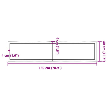 Table Top Light Brown 180x40x(2-6)cm Treated Solid Wood Live Edge