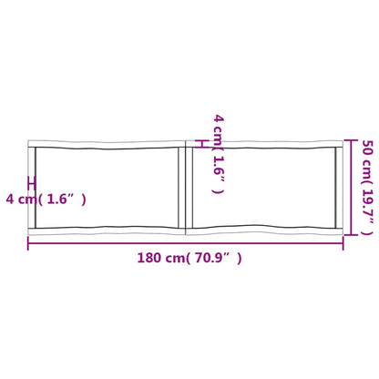 Table Top Light Brown 180x50x(2-4)cm Treated Solid Wood Live Edge