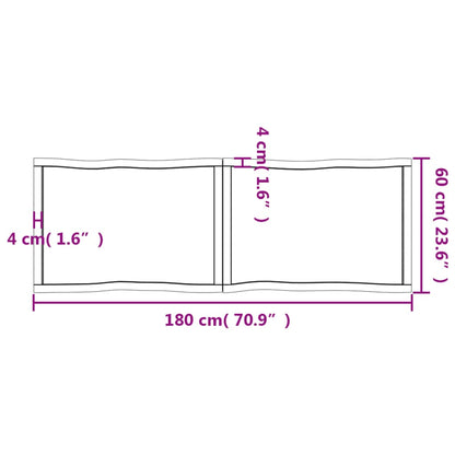 Table Top Light Brown 180x60x(2-6)cm Treated Solid Wood Live Edge