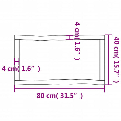 Table Top Dark Brown 80x40x(2-4) cm Treated Solid Wood Live Edge