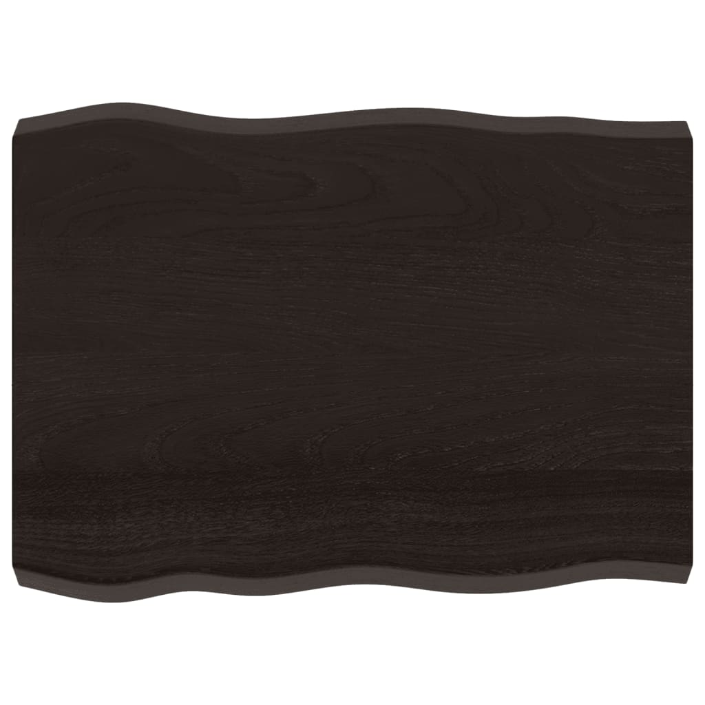 Table Top Dark Brown 80x60x(2-6) cm Treated Solid Wood Live Edge