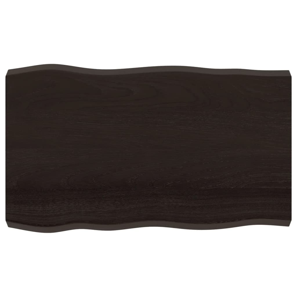 Table Top Dark Brown 100x60x(2-6) cm Treated Solid Wood Live Edge