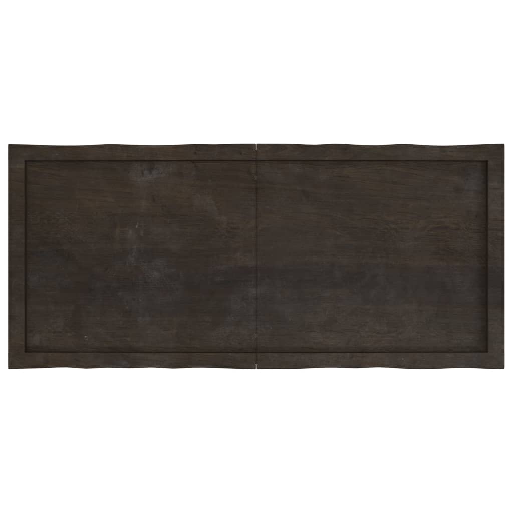 Table Top Dark Brown 120x50x(2-4) cm Treated Solid Wood Live Edge