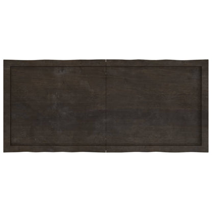 Table Top Dark Brown 120x50x(2-4) cm Treated Solid Wood Live Edge