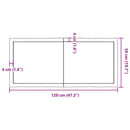 Table Top Dark Brown 120x50x(2-4) cm Treated Solid Wood Live Edge