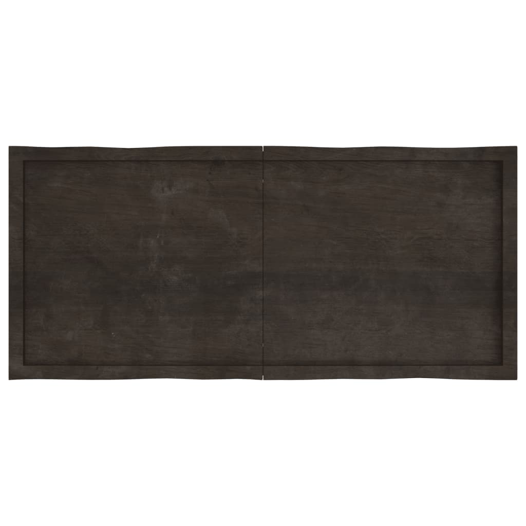 Table Top Dark Brown 140x60x(2-6) cm Treated Solid Wood Live Edge