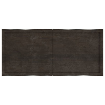 Table Top Dark Brown 140x60x(2-6) cm Treated Solid Wood Live Edge