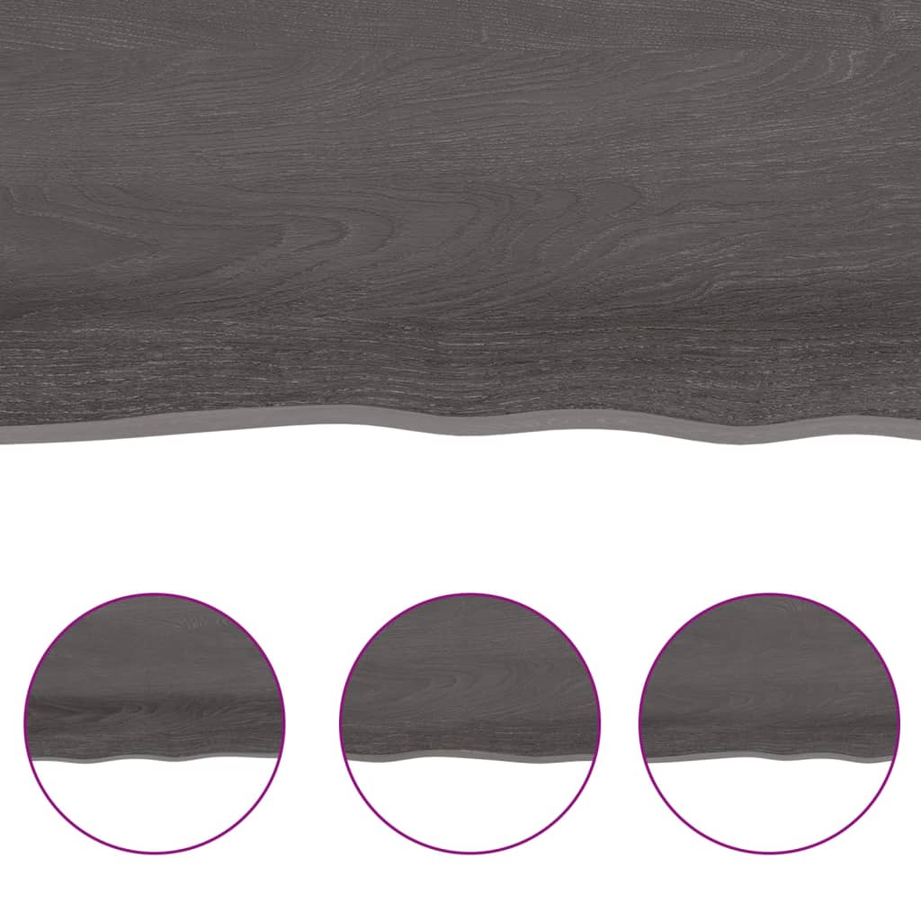 Table Top Dark Brown 140x60x(2-6) cm Treated Solid Wood Live Edge