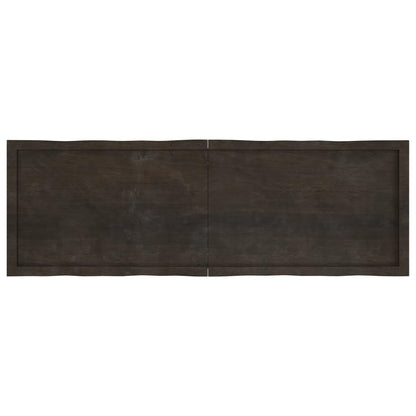 Table Top Dark Brown 160x50x(2-4) cm Treated Solid Wood Live Edge