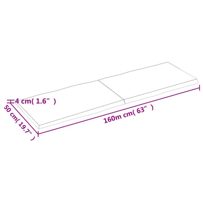 Table Top Dark Brown 160x50x(2-4) cm Treated Solid Wood Live Edge