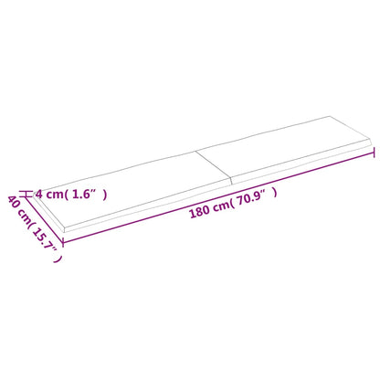 Table Top Dark Brown 180x40x(2-4) cm Treated Solid Wood Live Edge