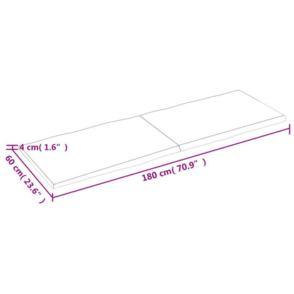 Table Top Dark Brown 180x60x(2-4) cm Treated Solid Wood Live Edge