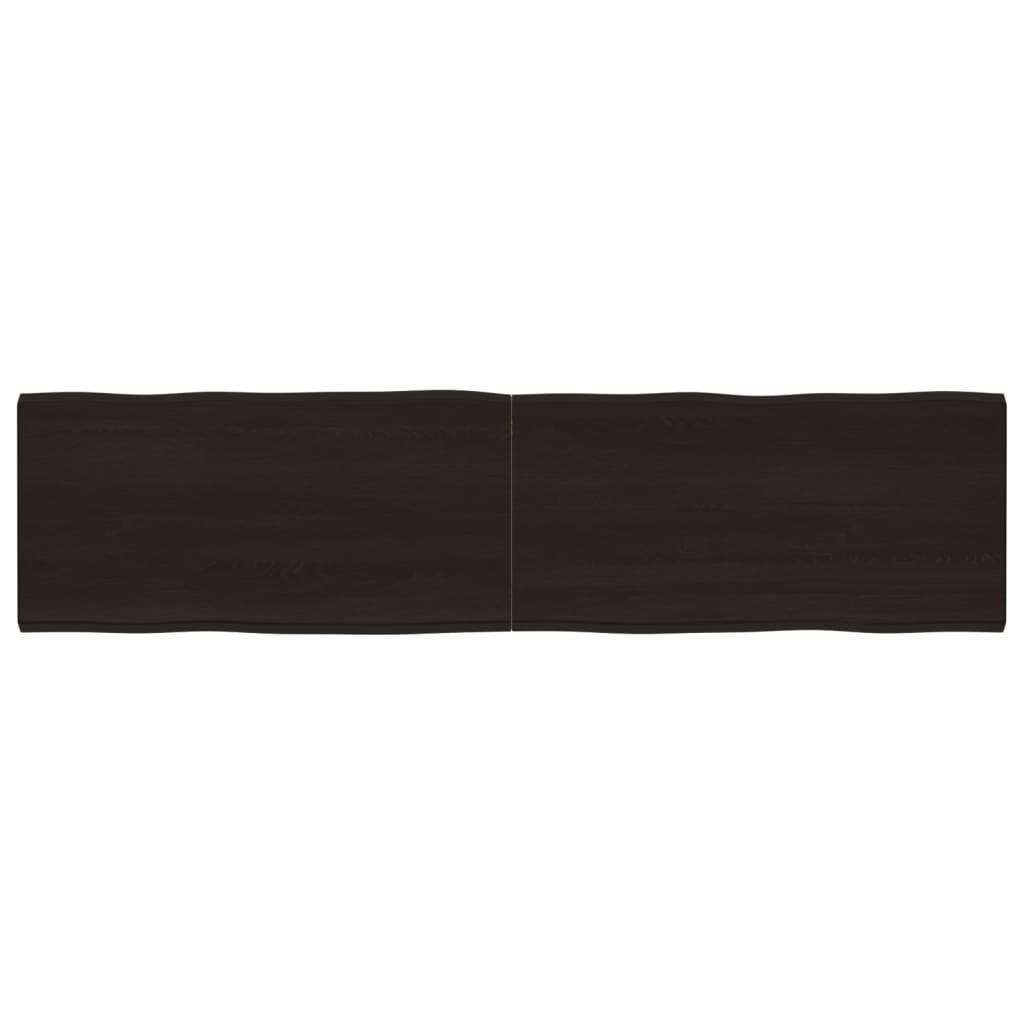 Table Top Dark Brown 200x50x(2-4) cm Treated Solid Wood Live Edge