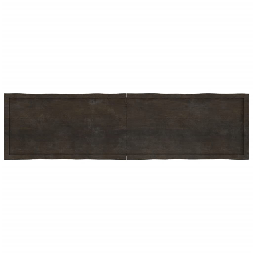 Table Top Dark Brown 200x50x(2-4) cm Treated Solid Wood Live Edge