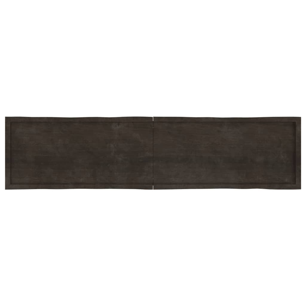 Table Top Dark Brown 220x50x(2-4) cm Treated Solid Wood Live Edge