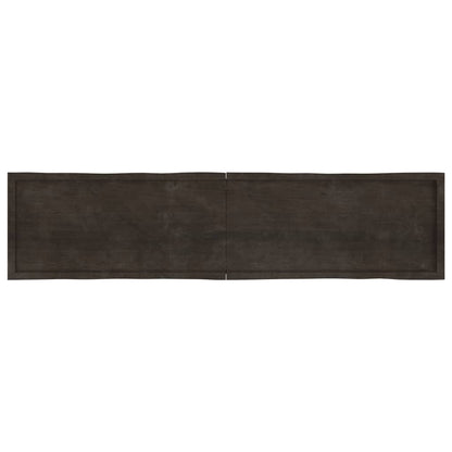 Table Top Dark Brown 220x50x(2-4) cm Treated Solid Wood Live Edge