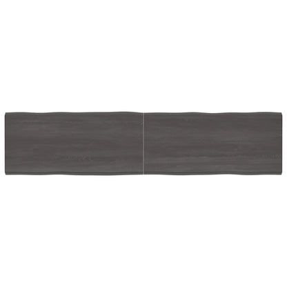 Table Top Dark Brown 220x50x(2-6) cm Treated Solid Wood Live Edge