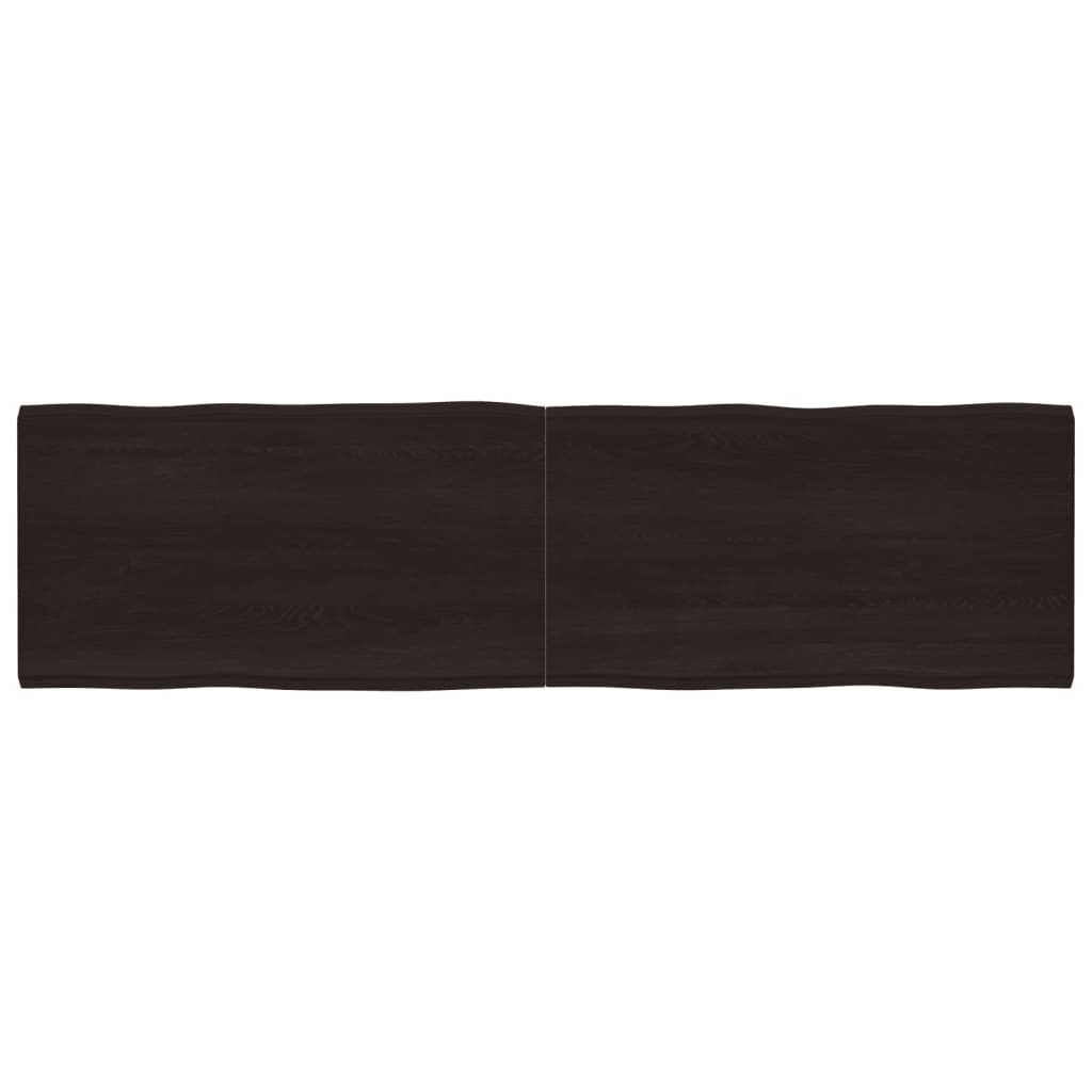 Table Top Dark Brown 220x60x(2-4) cm Treated Solid Wood Live Edge