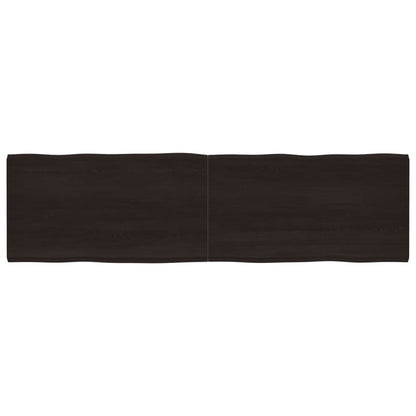 Table Top Dark Brown 220x60x(2-4) cm Treated Solid Wood Live Edge