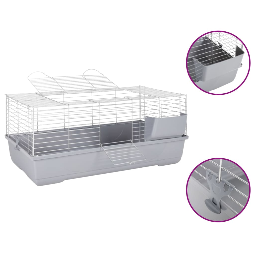 Small Animal Cage Grey 100x53x46 cm Polypropylene and Metal