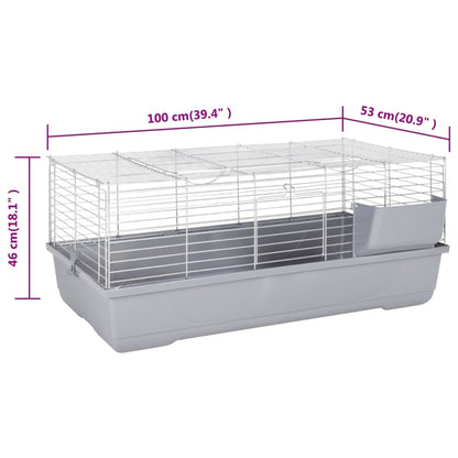 Small Animal Cage Grey 100x53x46 cm Polypropylene and Metal