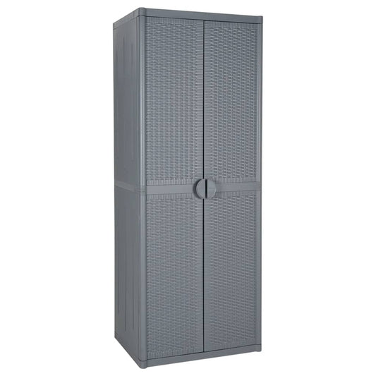 Garden Storage Cabinet Grey 65x45x172 cm PP Rattan