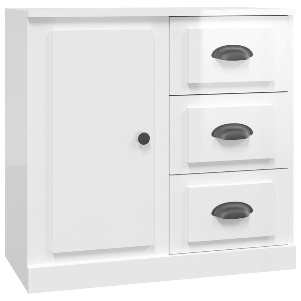 Sideboards 2 pcs High Gloss White Engineered Wood