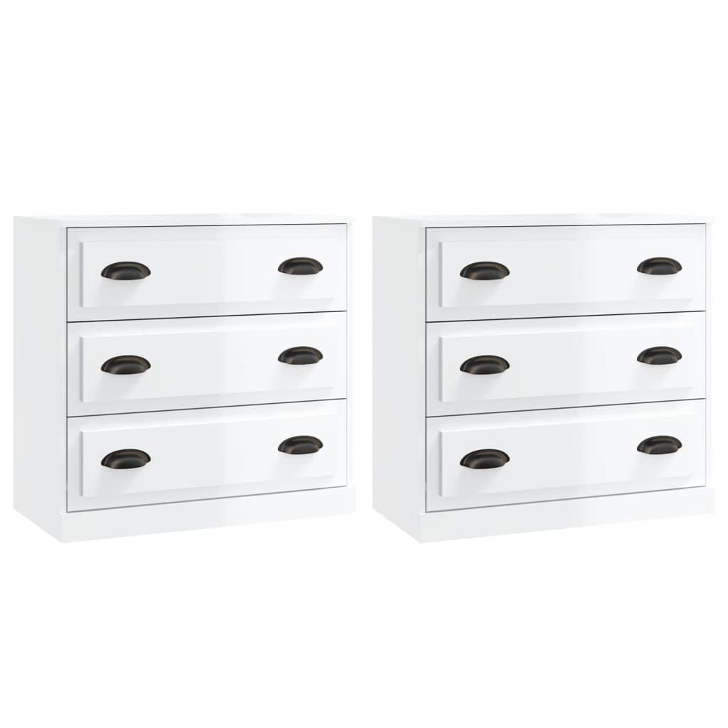 Sideboards 2 pcs High Gloss White Engineered Wood