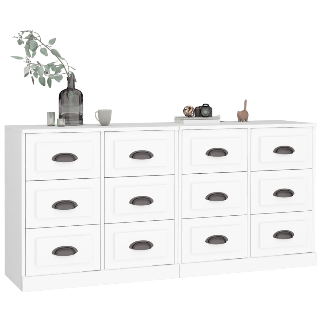 Sideboards 2 pcs White Engineered Wood