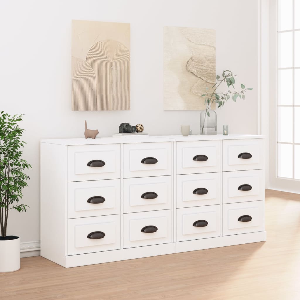 Sideboards 2 pcs White Engineered Wood