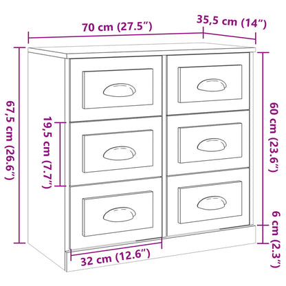 Sideboards 3 pcs High Gloss White Engineered Wood