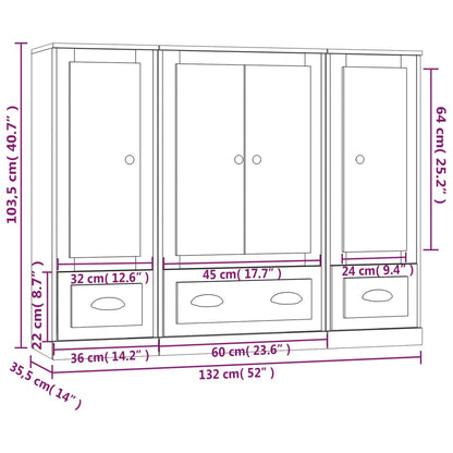 Highboards 3 pcs White Engineered Wood