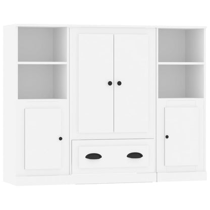 Highboards 3 pcs White Engineered Wood