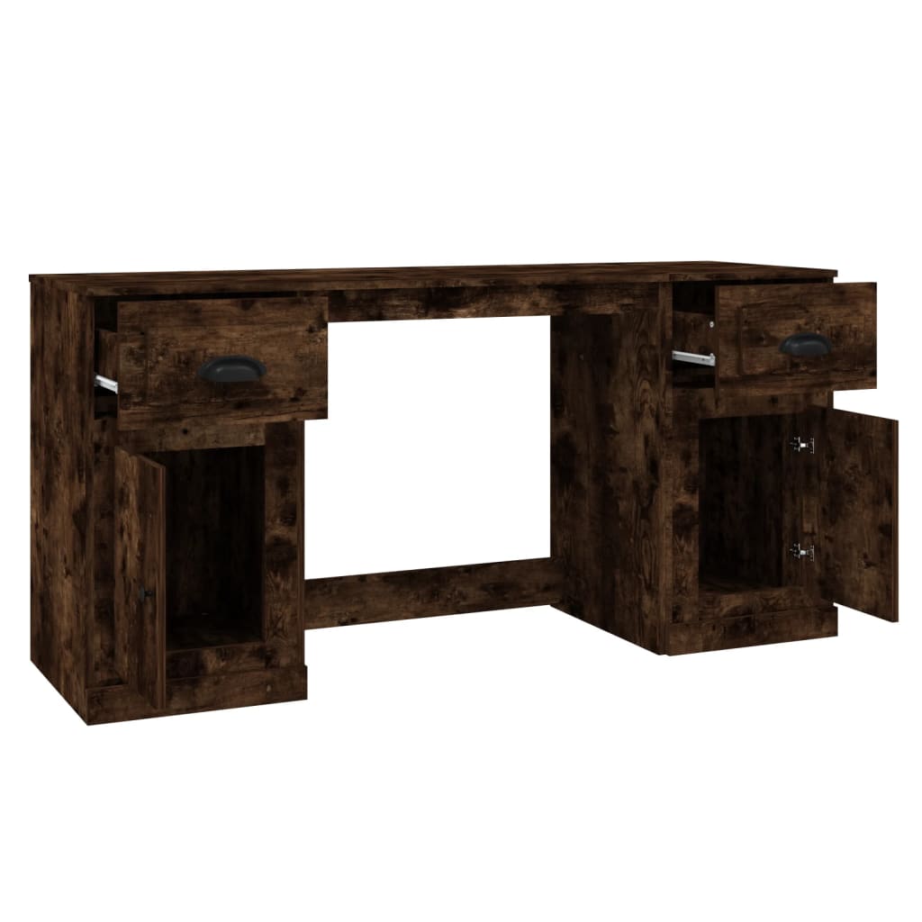 Desk with Cabinet Smoked Oak Engineered Wood