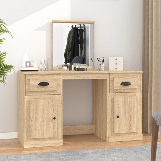 Dressing Table with Mirror Sonoma Oak 130x50x132.5 cm