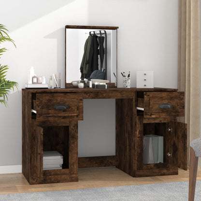 Dressing Table with Mirror Smoked Oak 130x50x132.5 cm