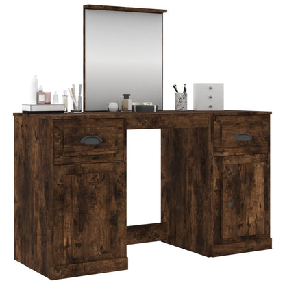 Dressing Table with Mirror Smoked Oak 130x50x132.5 cm