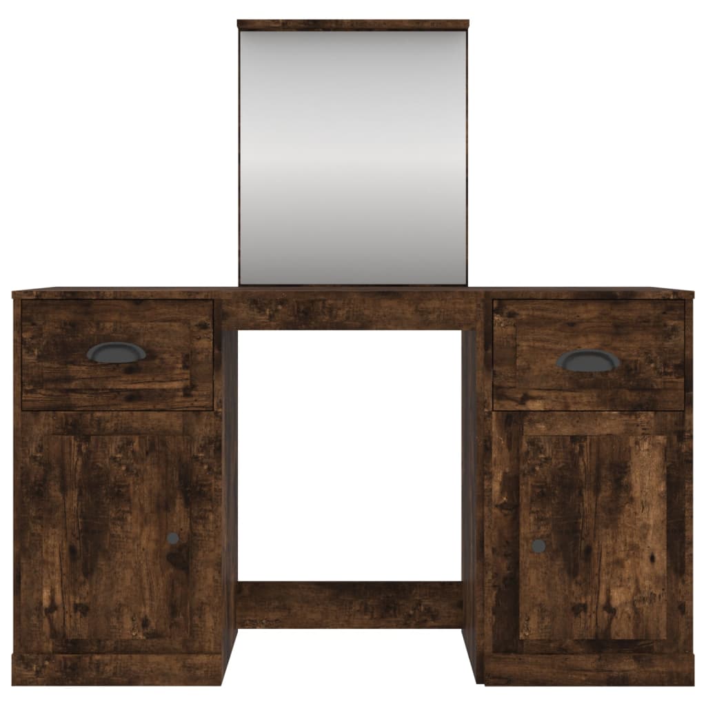 Dressing Table with Mirror Smoked Oak 130x50x132.5 cm