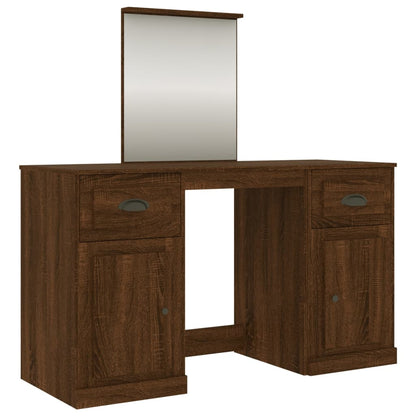 Dressing Table with Mirror Brown Oak 130x50x132.5 cm