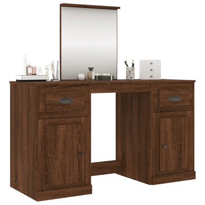 Dressing Table with Mirror Brown Oak 130x50x132.5 cm