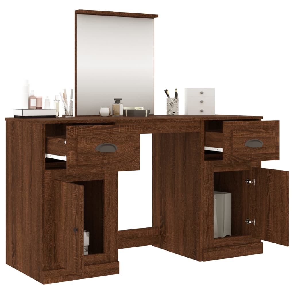 Dressing Table with Mirror Brown Oak 130x50x132.5 cm