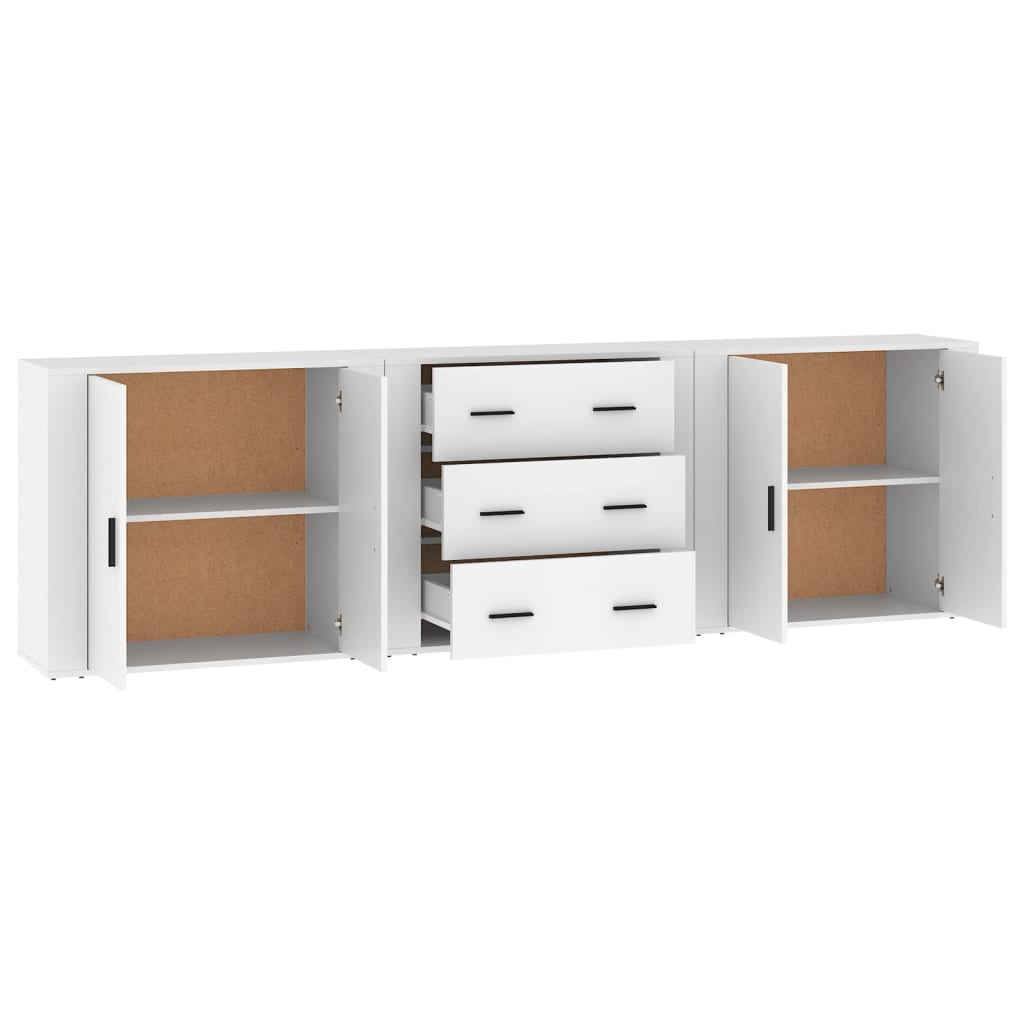 Sideboards 3 pcs White Engineered Wood