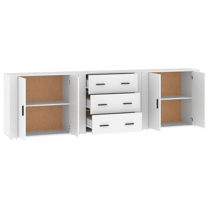 Sideboards 3 pcs White Engineered Wood