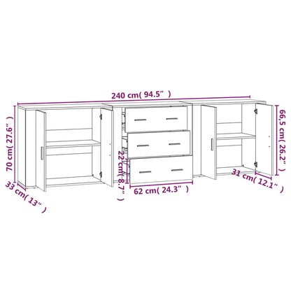 Sideboards 3 pcs White Engineered Wood