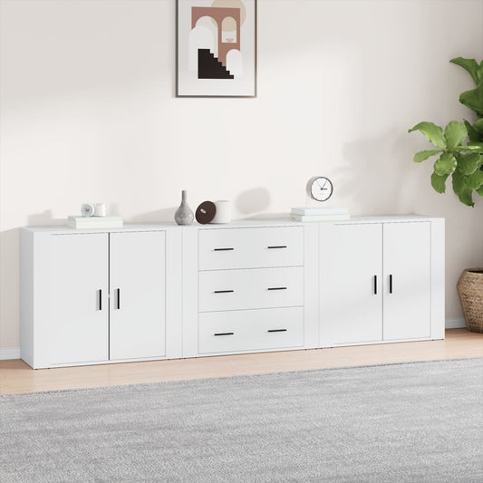 Sideboards 3 pcs White Engineered Wood