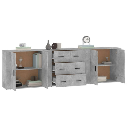 Sideboards 3 pcs Concrete Grey Engineered Wood