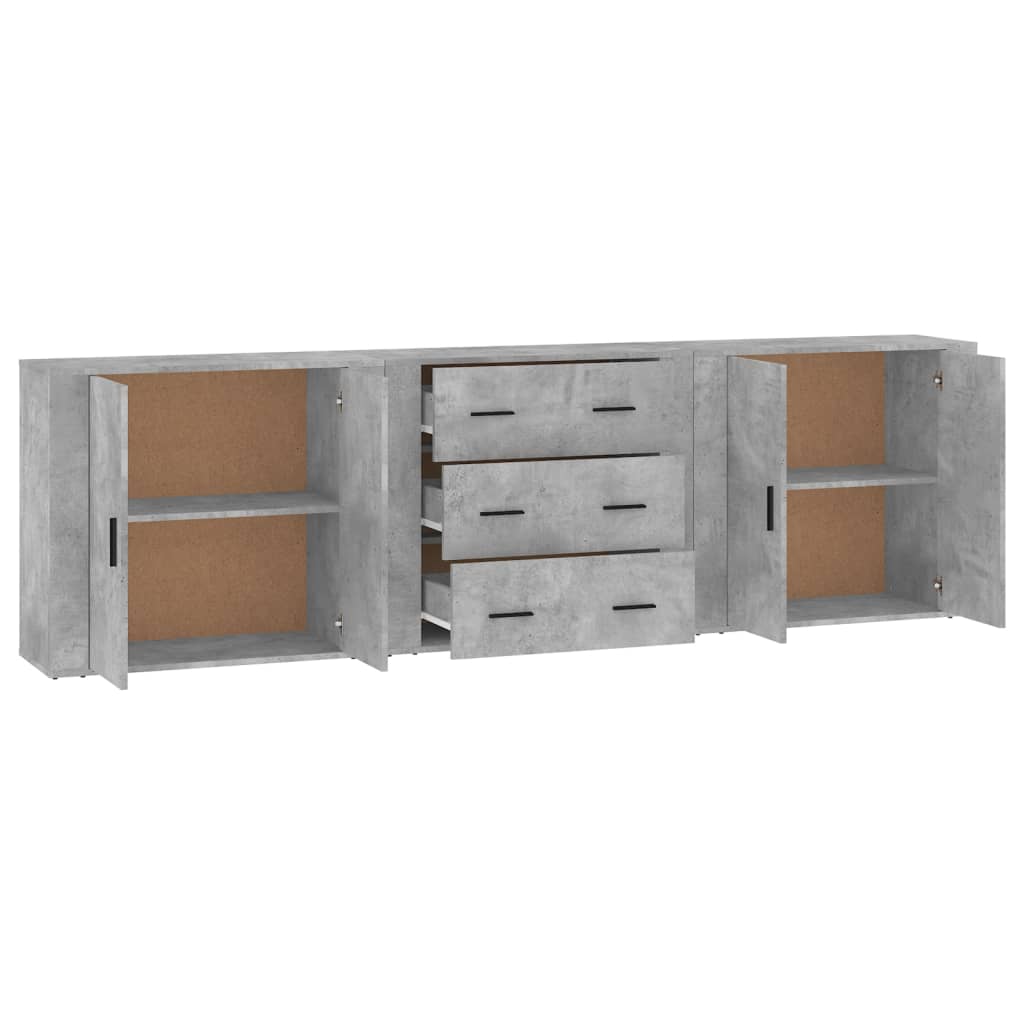 Sideboards 3 pcs Concrete Grey Engineered Wood